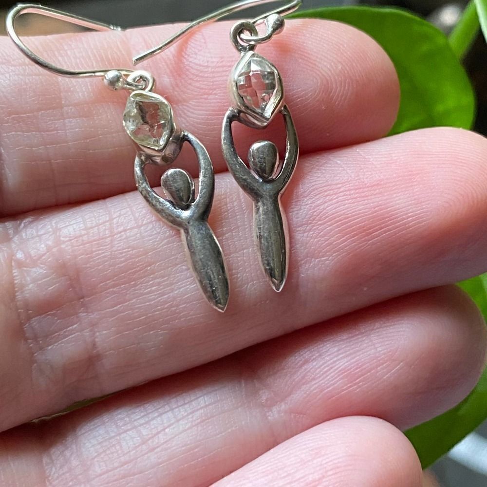 Sterling Silver Herkimer Diamond Goddess Earrings - Picture 9 of 9